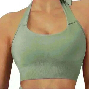 Womens Seamless Tie Halter Sports Bra